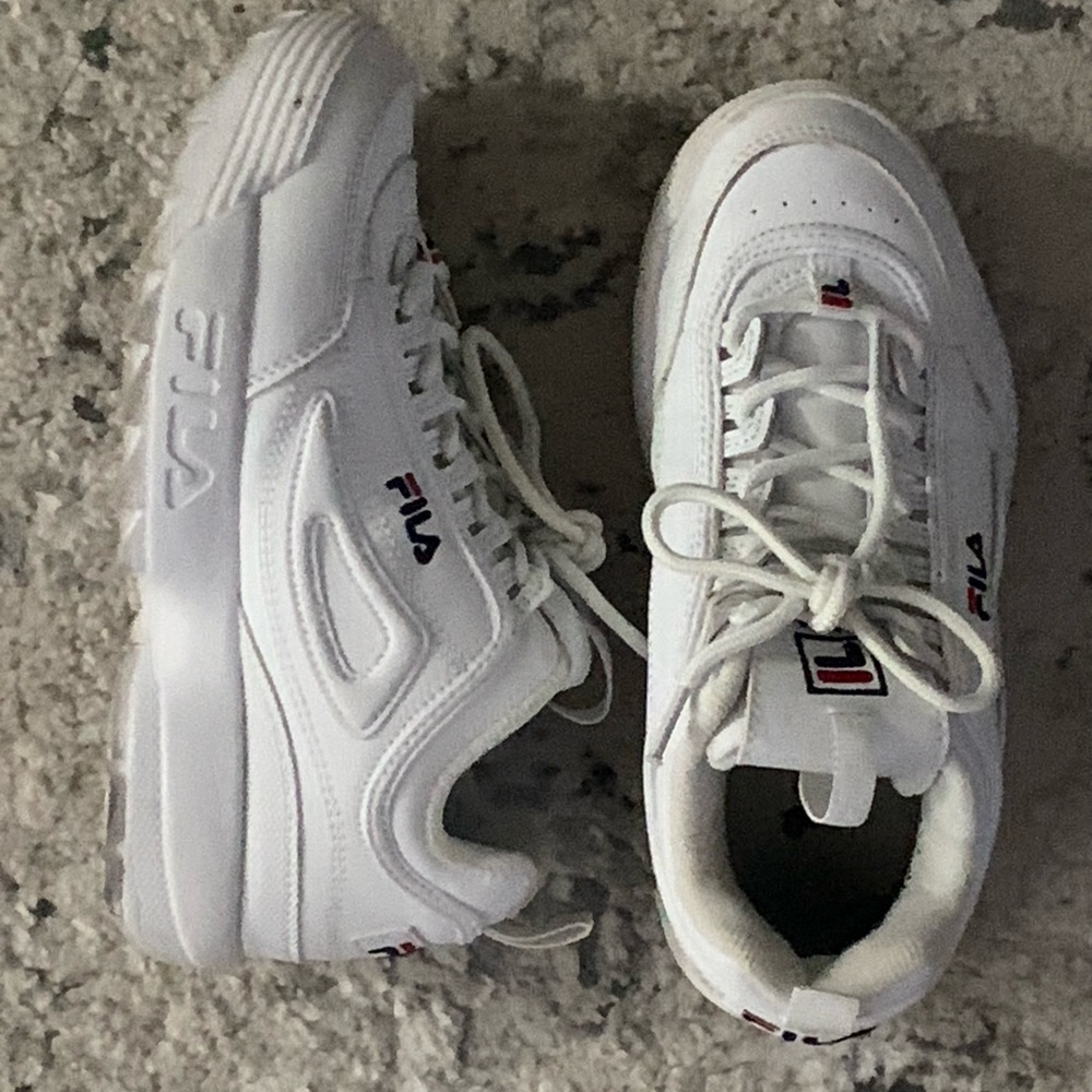 Fila White Sneakers with Chunky Design and Rubber Sole - Picture 3 of 6